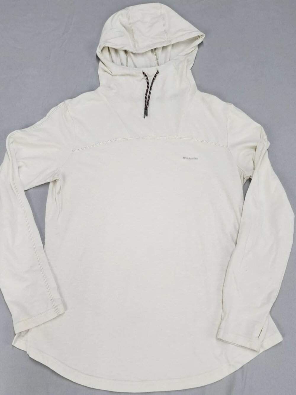 Columbia Mens L Pullover Hoodie Ivory Off White Omni-Wick Long Sleeve